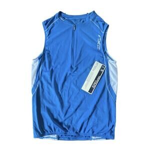 2XU Triathlon Cycling Gilet MT1004a Endurance 1/4 Zip Jersey Blue XXL Men NWT